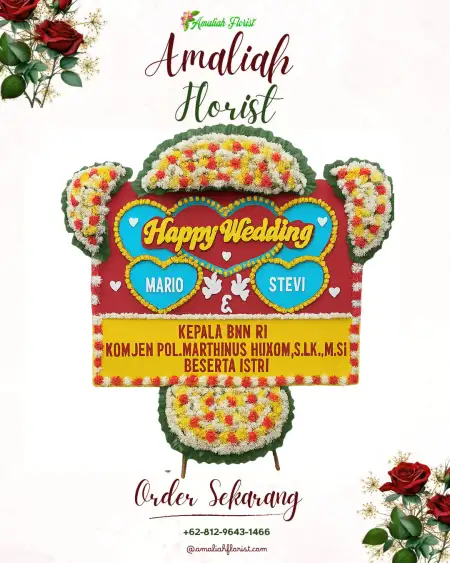 Papan Bunga Pernikahan Ajung